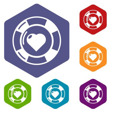 Casino chips simgeler vektör altı yüzlü