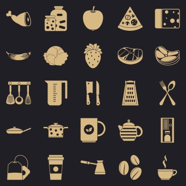 Mutfak Icons set, basit tarzı