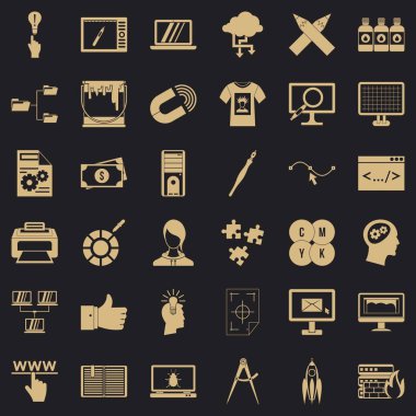 Web yönetimi Icons set, basit tarzı