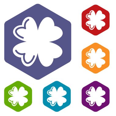 Altı yüzlü quatrefoil yaprak simgeler vektör