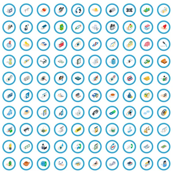 100 tıp Icons set, izometrik 3d stili — Stok Vektör