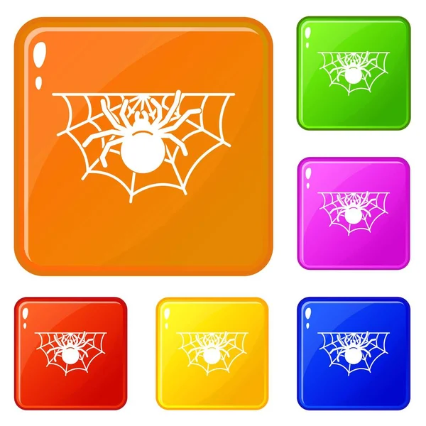 Home icone ragno impostare il colore vettoriale — Vettoriale Stock