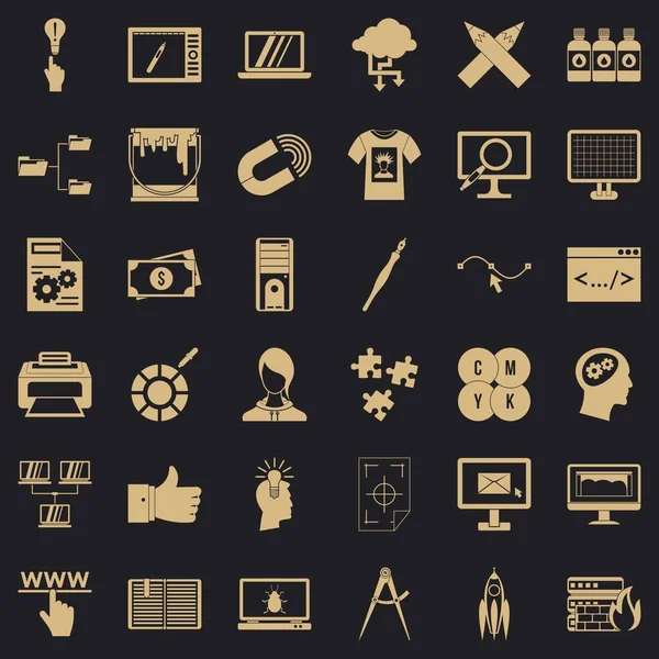 Web yönetimi Icons set, basit tarzı