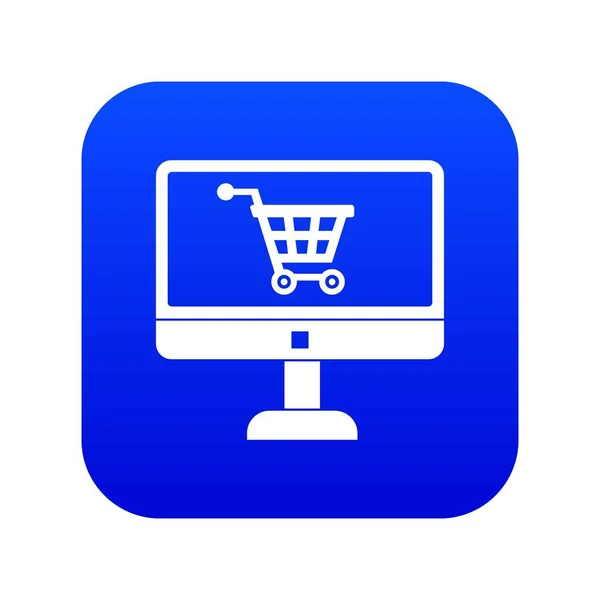 Kauf im Online-Shop durch Computersymbol digital blue — Stockvektor