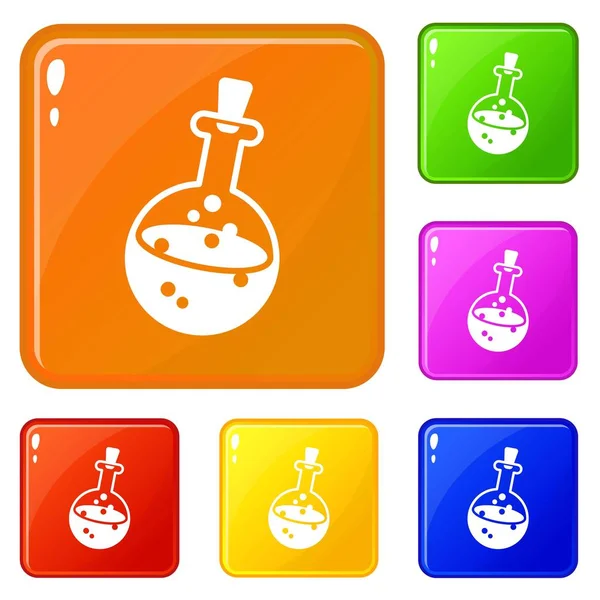 Magic potion icons set vector color — Stock Vector
