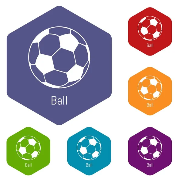 Football ball icons vector hexahedron — Stock Vector
