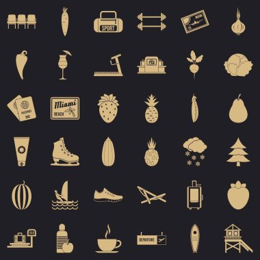 Sağlık etkinlik simgeler kümesi, basit tarzı