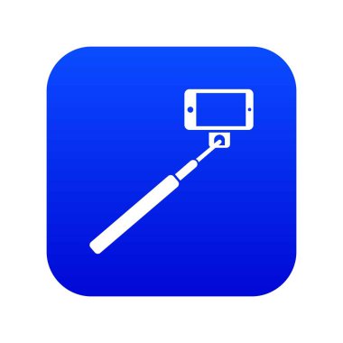 Selfie sopa ve akıllı telefon simgesi dijital mavi