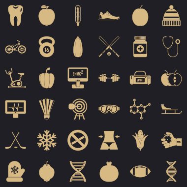 Sağlık Bisiklet Icons set, basit tarzı