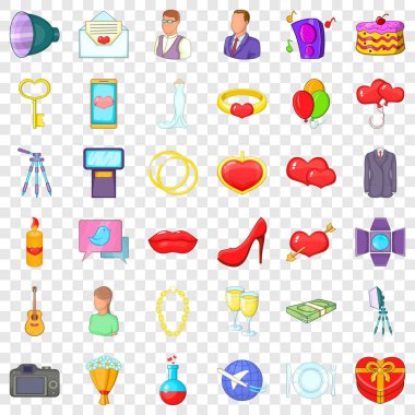 Düğün simgeler ayarla, tarzı çizgi film