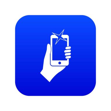Hareket eden telefon simgesi dijital mavi fotoğraflandı el