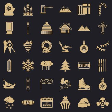 Kış hediye Icons set, basit tarzı