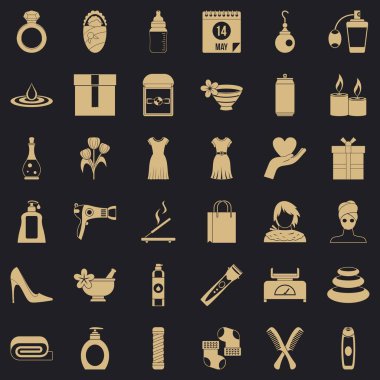 Kadın parfüm Icons set, basit tarzı