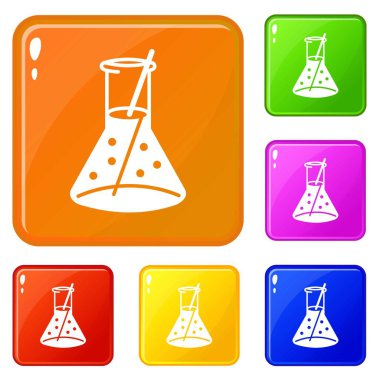 Şişesi simgeler kaynama vektör renk ayarla