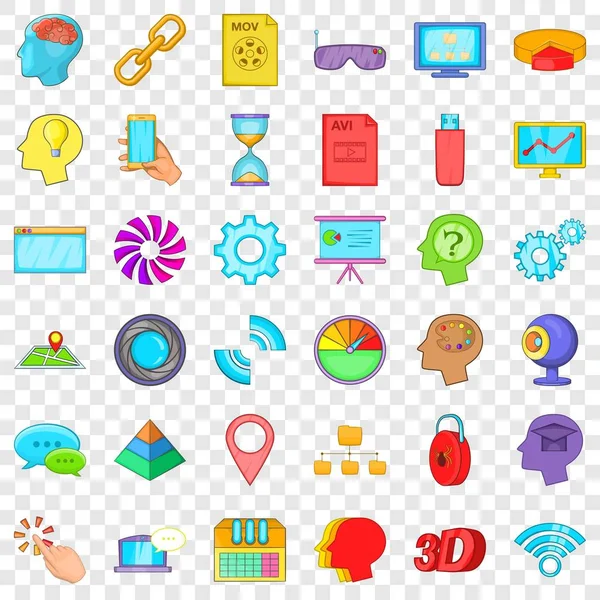 Conjunto de iconos USB Web, estilo de dibujos animados — Vector de stock