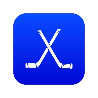 İki çapraz Hokey çubuğu simgesi mavi vektör