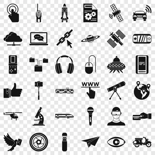 Wireless technology icons set, simple style — Stock Vector