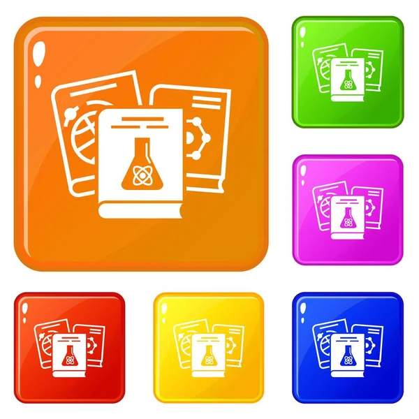 Χημεία βιβλίο σύμβολα σύνολο διανυσματικό χρώμα — Διανυσματικό Αρχείο