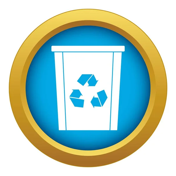 Poubelle avec icône de symbole de recyclage vecteur bleu isolé — Image vectorielle