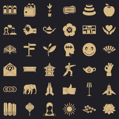 Yoga öğretmeni Icons set, basit tarzı