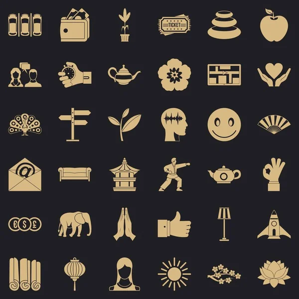 Yoga teacher icons set, simple style