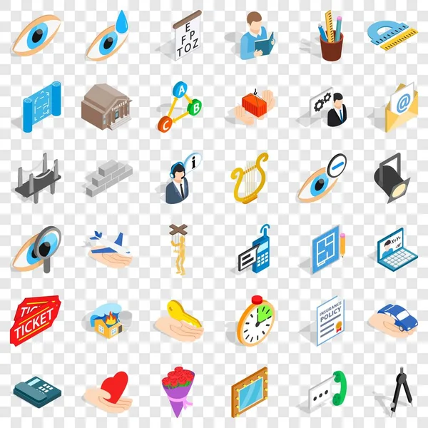 Conjunto de iconos de espacio de trabajo, estilo isométrico — Vector de stock