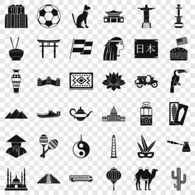 Dünya tur Icons set, basit tarzı