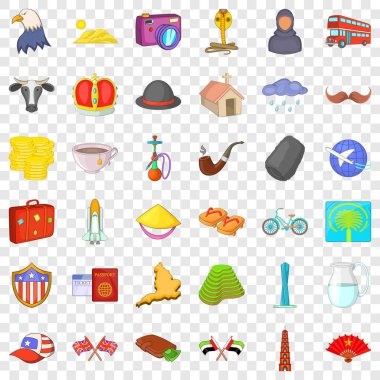 Dünya Tur simgeler ayarla, tarzı çizgi film