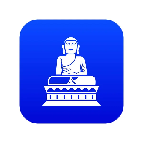 Buddha statue icon digital blue — Stock Vector