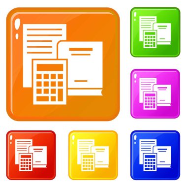 Ekonomi kitap simgeler vektör renk ayarla