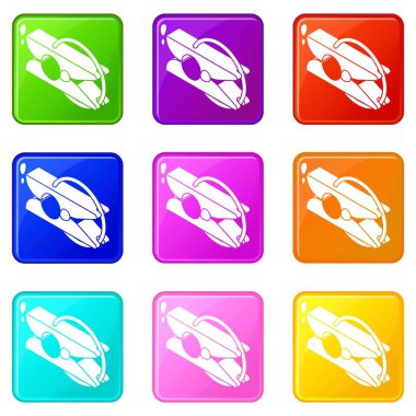 Giysi PIN simgeler kümesi 9 renk koleksiyonu