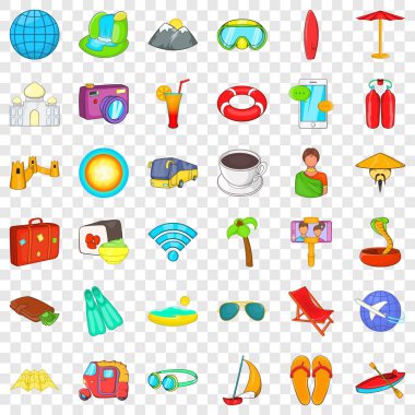 İyi Icons set seyahat, tarzı çizgi film