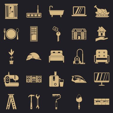 Sıhhi teknik Icons set, basit tarzı