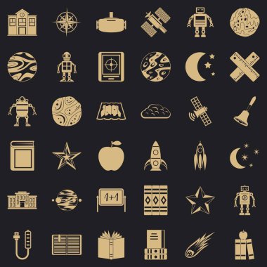 Astronomi Icons set, basit tarzı