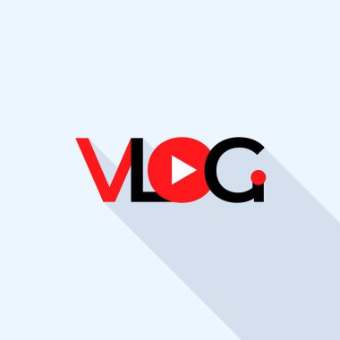 Komik vlog logosu, düz stil