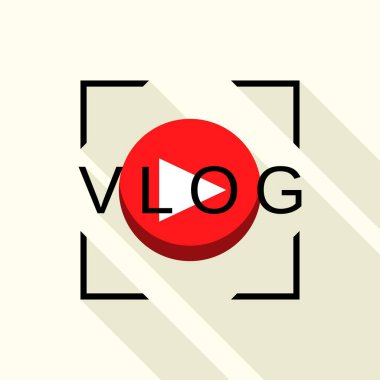 Online vlog logosu, düz stil