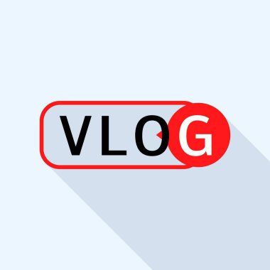 Canlı vlog logosu, düz stil