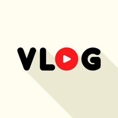 Öğretici vlog logosu, düz stil