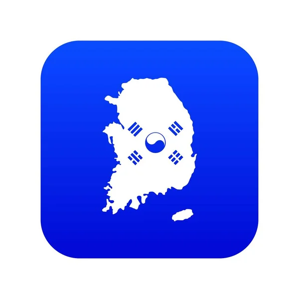 Corea del Sur mapa con el icono de la bandera digital azul — Archivo Imágenes Vectoriales