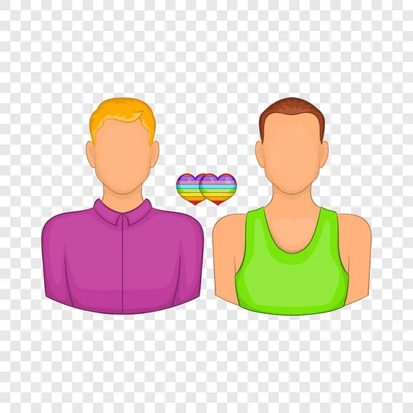 Two men gay icon, cartoon style — Stock Vector