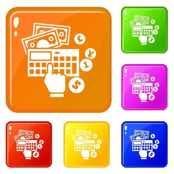 Calculadora contable iconos set vector color — Vector de stock