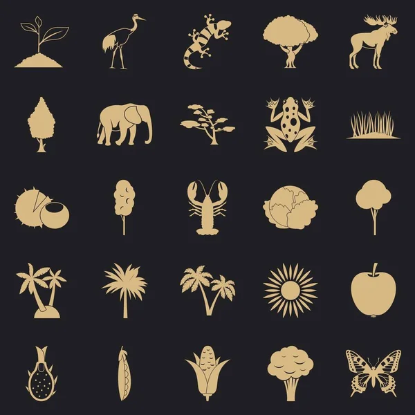 Set di icone della fauna africana, stile semplice — Vettoriale Stock