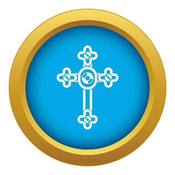 Хрест з діамантами значок синій вектор ізольований — стоковий вектор
