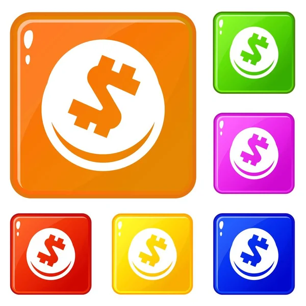 Global finance circle icons set vector color — Stock Vector