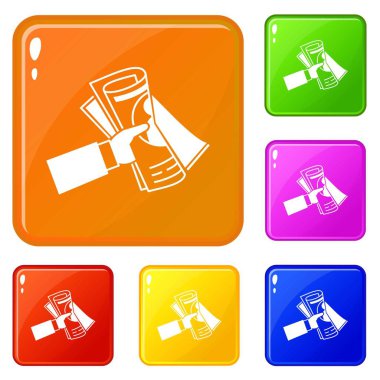 İşadamı el simgeler vektör renk ayarla