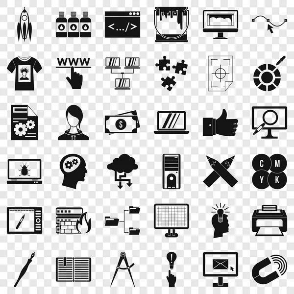 Web designer icons set, simple style — Stock Vector