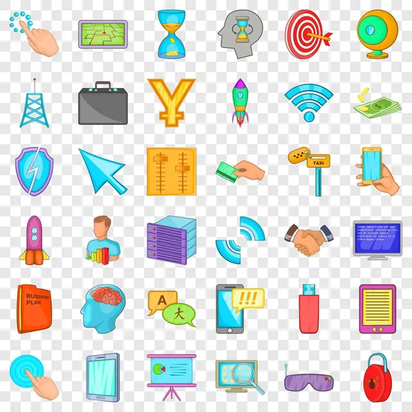 Conjunto de iconos de marketing web, estilo de dibujos animados — Archivo Imágenes Vectoriales