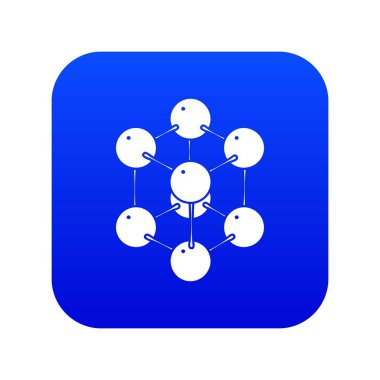 Küp molekül mavi simge vektör