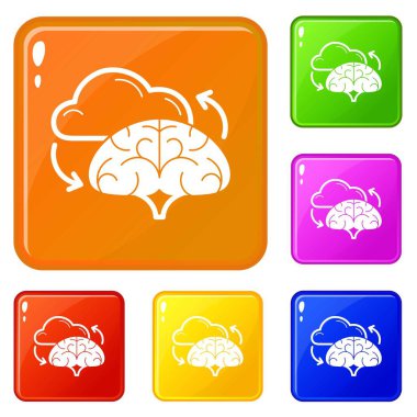 Beyin simgeler vektör renk ayarla