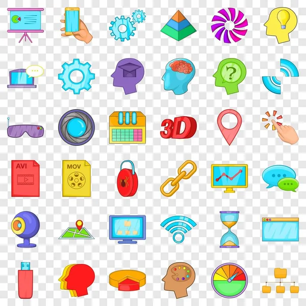 Conjunto de iconos de información web, estilo de dibujos animados — Vector de stock